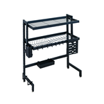 [Y HOUSE] Kitchen Sink Rack - 65cm Dish Rack Drain Rack Dish Rack Drain Basket Kitchen Storage Rack - Double Layer Black, , large