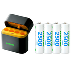 【ineno】3號/AA 恆壓可充式1.5V鋰電池全新特大能量2500mWh4入+(3號4槽)AI隨身收納盒充電器, , large