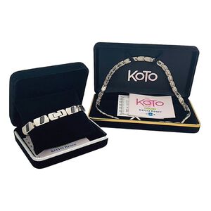 KOTO鈦鍺磁健康飾品經典組(項鍊T-008L+黑瑪瑙限量款鈦手鍊T-1401) 貴氣能量鍺石磁石瑪瑙 保健 送禮