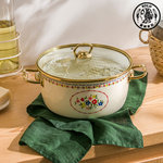 【SOLO Vintage】LCW Home 3700ml Enamel Flowers Frying Pan Set Made in Turkey, , large