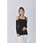 (S) 【安于晴Charlene私服】m wo質感掛脖黑色長袖上衣二手衣, , large