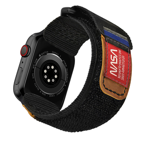 Mifa Apple Watch EDC-34太空總署NASA系列戰術尼龍混搭真皮皮革運動錶帶(適用S1-10代 & Ultra 1-2 & SE )-太空黑