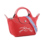 LONGCHAMP LE PLIAGE XTRA 撞色背帶牛皮迷你二用折疊包/紅色, , large