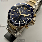 [星晴錶業]ARMANI手錶,44mm,AR00042寶藍色錶面寶藍錶殼金銀相間精鋼錶帶款, , large