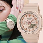 CASIO 卡西歐 G-SHOCK 奶茶色八角雙顯手錶 女錶 GMA-S2100-4A, , large