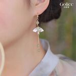 【Gulicc】古莉可 耳環 玉石流蘇扇 中式墜式耳環, , large