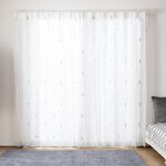 Ready-Made Sheer Curtains – Set of 2 Panels – "Snow Fir" Design – Width 100cm, Height 163/208/238cm – Made in Taiwan – Embroidered – Blue Tones – Machine Washable, , large