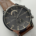 [星晴錶業]TommyHilfiger手錶,44mm,TH00018黑色錶面銀錶殼咖啡色真皮皮革錶帶款, , large