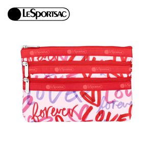 |快速出貨|Lesportsac 3-Zip Cosmetic 三層拉鍊收納化妝包/ 愛情便條手繪風