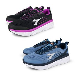 DIADORA迪亞多那 專業避震慢跑女鞋 女運動鞋 慢跑鞋 Q彈 緩震 厚底 透氣 減壓 彈力 棉鞋墊 止滑 黑紫 藍