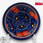 【SOLO Vintage】Cerraf Polish Pottery 16cm Bowl Red and Blue Blossoming Elegance Series Made in Poland, , large
