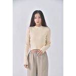 (S) united tokyo質感坑紋杏色長袖上衣二手衣, , large