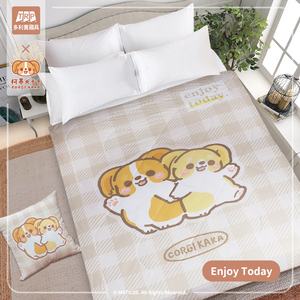 【多利寶寢具】柯基犬卡卡涼感紗冰晶涼被-Enjoy Today