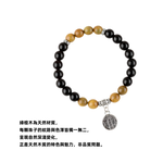 【A&R】招財轉運 S925純銀天然黑曜石+綠檀五路財神手鍊 8mm附禮盒, , large