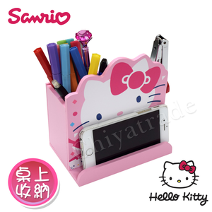 【百科良品】Kitty凱蒂貓 造型筆筒 手機架 桌上收納 文具收納(正版授權台灣製)