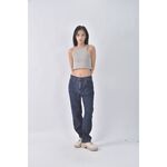 (M) uniqlo高腰丹寧牛仔質感棉質藍色長褲二手衣, , large