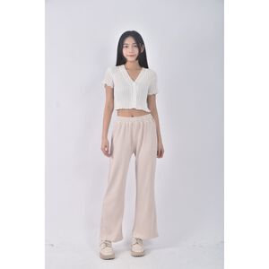 (F) earth music ecology高腰坑紋杏色長褲二手衣