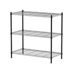 【Y HOUSE】90x45x90cm Lightweight Three-layer Iron Rack Iron Rack Shelf - Painted Black, , large
