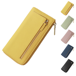 SPRING-頭層牛皮真皮RFID防磁防盜刷長夾 時尚拉鍊手機手拿包-多色 , , large