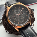 [星晴錶業]TommyHilfiger手錶,44mm,TH00067鐵灰色錶面玫瑰金錶殼深黑色真皮皮革錶帶款, , large