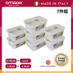 【義大利OMADA】主廚CHEF 單手易拉 PP保鮮盒0.75Lx2+1Lx2+1.5Lx2+2.3Lx1(經典七件組)任選色, , large
