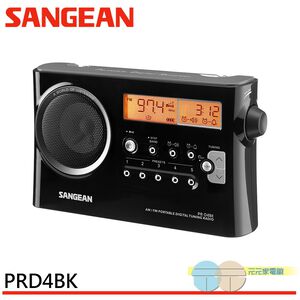SANGEAN 山進 AM/FM 二波段 數位式時鐘收音機 黑色 PR-D4BK / PRD4BK