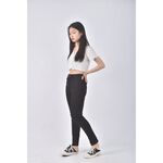 (L) 721 high rise skinny高腰丹寧牛仔質感黑色長褲二手衣, , large
