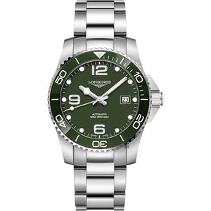 LONGINES 浪琴 深海征服者浪鬼陶瓷潛水機械錶-綠x銀/43mm L37824066