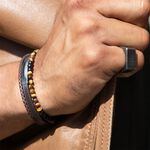 【快速出貨】法國 ROCHET Yale系列 虎眼石 皮革男士手環 HB6603, , large