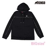 大尺碼-KINGO-女款-連帽 彈性 吸排 外套-黑-K44503, , large