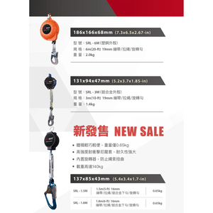 WIN五金 台灣製造FKS BOST SRL-2.0M(單顆) 織帶高空作業防墜器 通過認證CE EN 織帶防墜器 安全帶 捲吊防墜器 防墬器