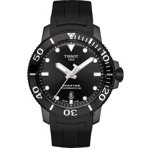 TISSOT 天梭 Seastar 海洋之星陶瓷潛水機械錶-PVD/43mm T1204073705100