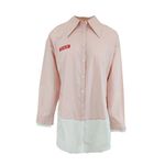 ICY印花裝飾撞色下襬拼接襯衫, , large