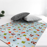 ［熊棉］多功能靜音防水墊｜加強止滑款｜小｜歡樂樹屋-淺藍｜靜音防水 翻身無聲 乾爽防護 親膚柔軟 安心入睡 好清潔 超止滑, , large