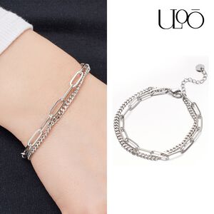ULOO Glimmer 優雅雙層次設計手鍊-銀色 UB2000320