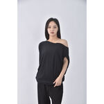 (F) 棉質寬鬆黑色短袖上衣二手衣, , large