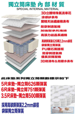 【文創集】3D天絲涼感紗獨立筒床墊-6尺雙人加大, , large