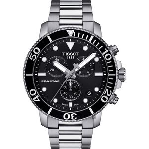 TISSOT 天梭 Seastar 1000 海洋之星300米潛水計時錶-黑x銀 T1204171105100