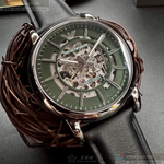 [星晴錶業]ARMANI手錶,44mm,AR00079雙面機械鏤空錶面銀錶殼深黑色真皮皮革錶帶款, , large