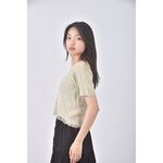 (S) 圓領杏色短袖上衣二手衣, , large