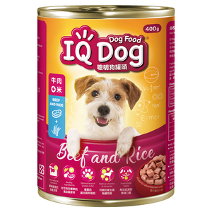 【IQ DOG】聰明狗罐頭 （400g*24罐）- 牛肉+米