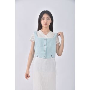 (L) air space lady小香風藍色上衣二手衣