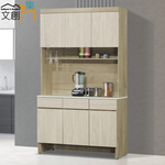 【文創集】瑞歐雙色4尺仿石紋高餐櫃組合(客約商品), , large