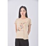 (S) 花紋杏色短袖上衣二手衣, , large