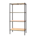 【Y HOUSE】90x45x180cm pine four-layer storage rack rack iron rack - black wood, , large