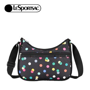 |快速出貨|Lesportsac Classic Hobo 經典斜背包/ 圓點漂浮氣球 黑色