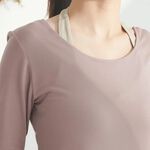 YOGA FLOW Gather(L)Sleeve - 後背雙交叉罩衫 - 裸棕 Camel, , large