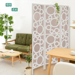 《C&B》水玉新設計風格三面屏風-實木+原麻布/台灣生產, , large