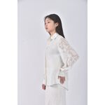 (S) lala market質感花卉白色襯衫上衣二手衣, , large