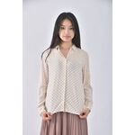 (S) uniqlo點點杏色長袖上衣二手衣, , large
